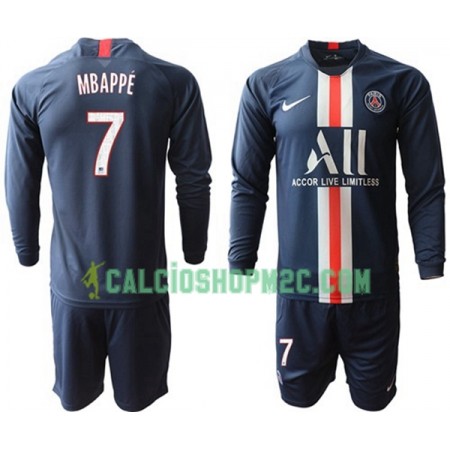 Paris Saint Germain Mbappé 7 Bambino Maglia Prima 2019/2020 Manica Lunga (+ Pantaloncini)